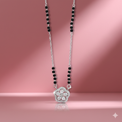 Gathika Floral Knot Silver Mangalsutra Pendant