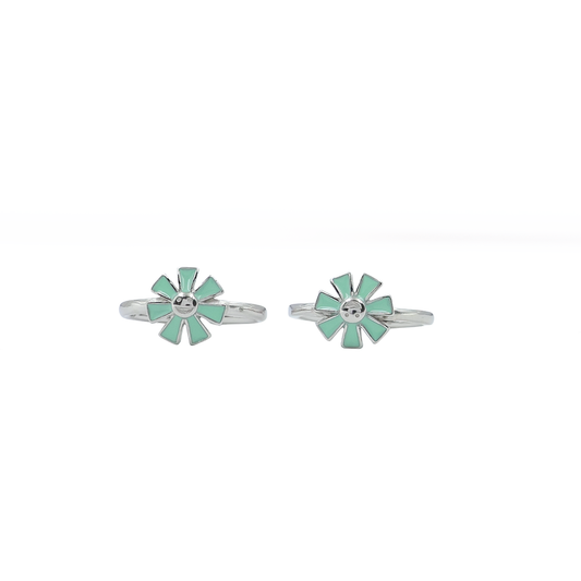 Mint Daisy Toe Ring