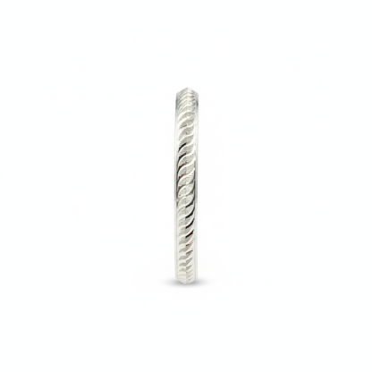 Sterling Silver Engraved Leaf Pattern Bangle