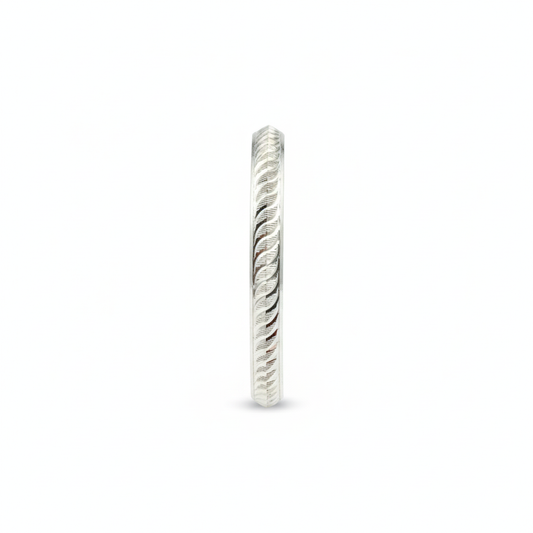 Sterling Silver Engraved Leaf Pattern Bangle
