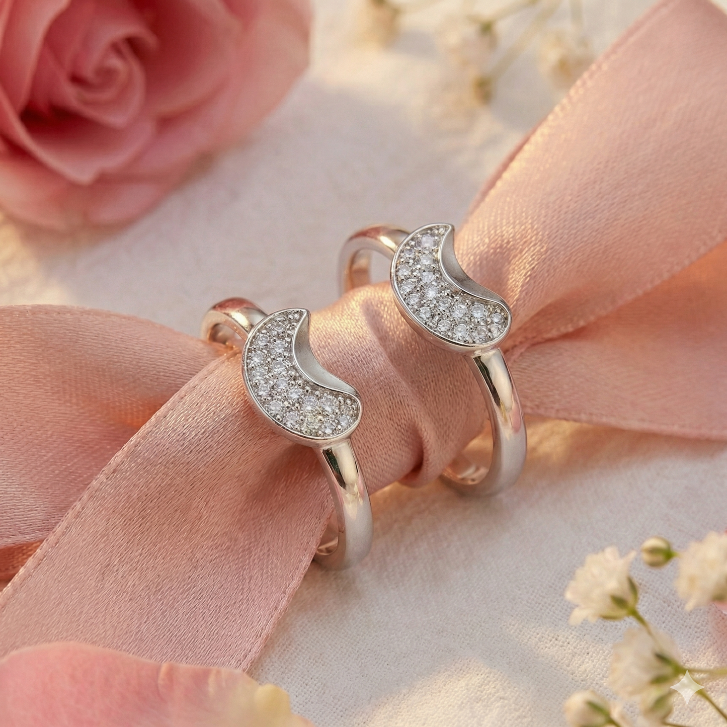 Crescent Spark Pavé Sterling Silver Toe Ring