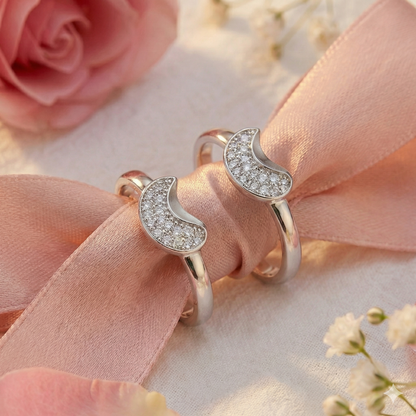 Crescent Spark Pavé Sterling Silver Toe Ring