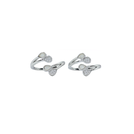 Twin Sparkle Teardrop Toe Rings