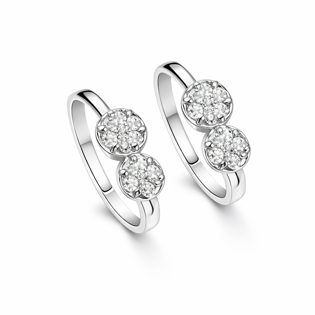 Twin Bloom Cluster Sterling Silver Toe Ring