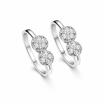 Twin Bloom Cluster Sterling Silver Toe Ring