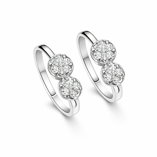Twin Bloom Cluster Sterling Silver Toe Ring
