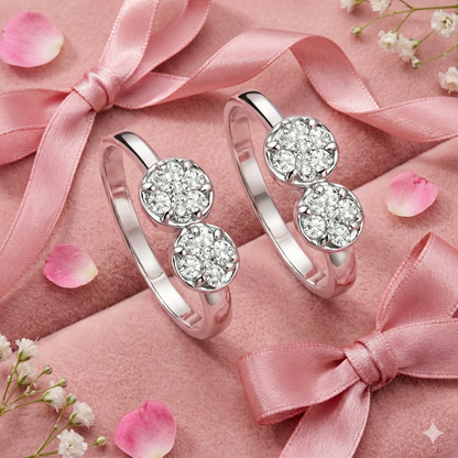 Twin Bloom Cluster Sterling Silver Toe Ring