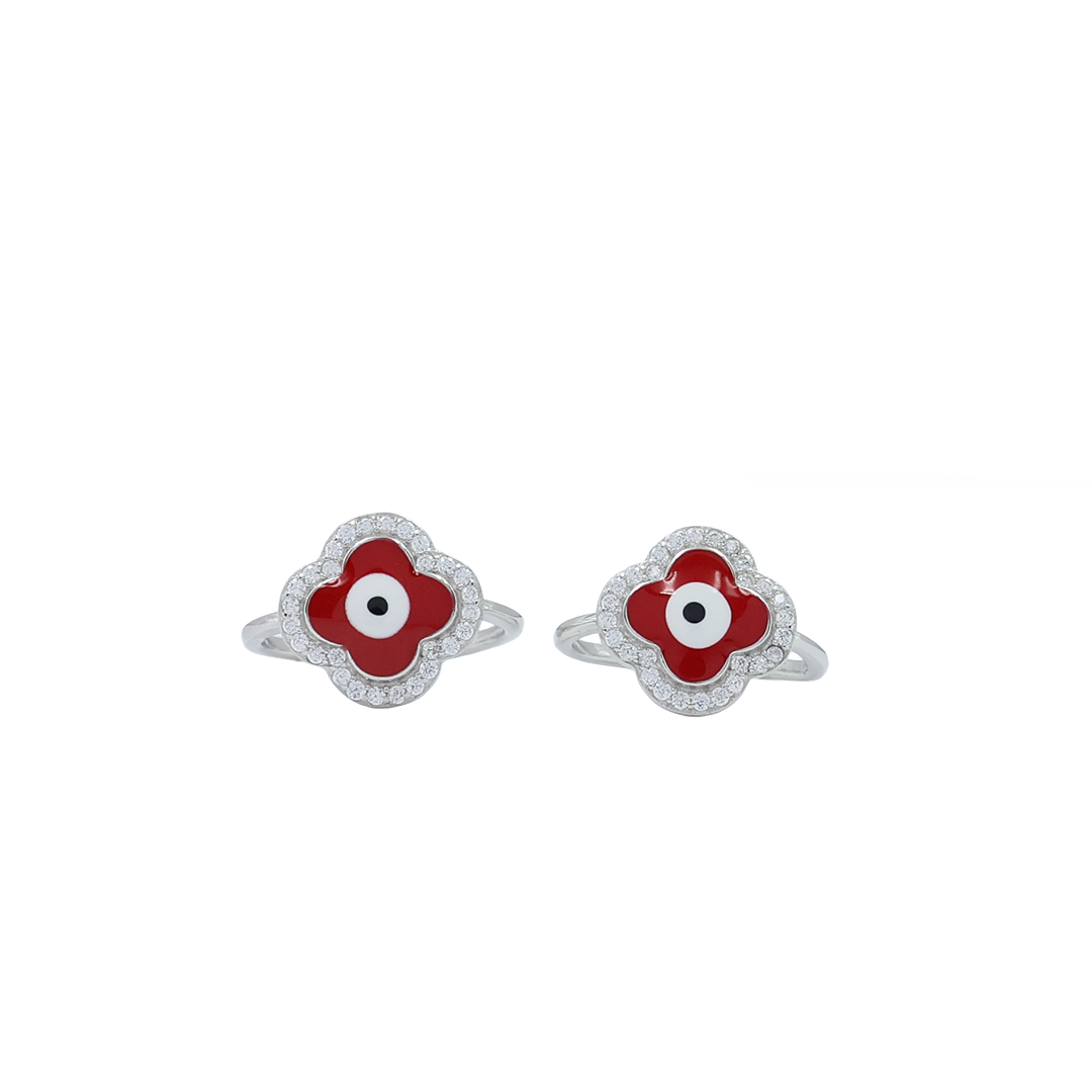 Scarlet Bloom Evil Eye Toe Ring
