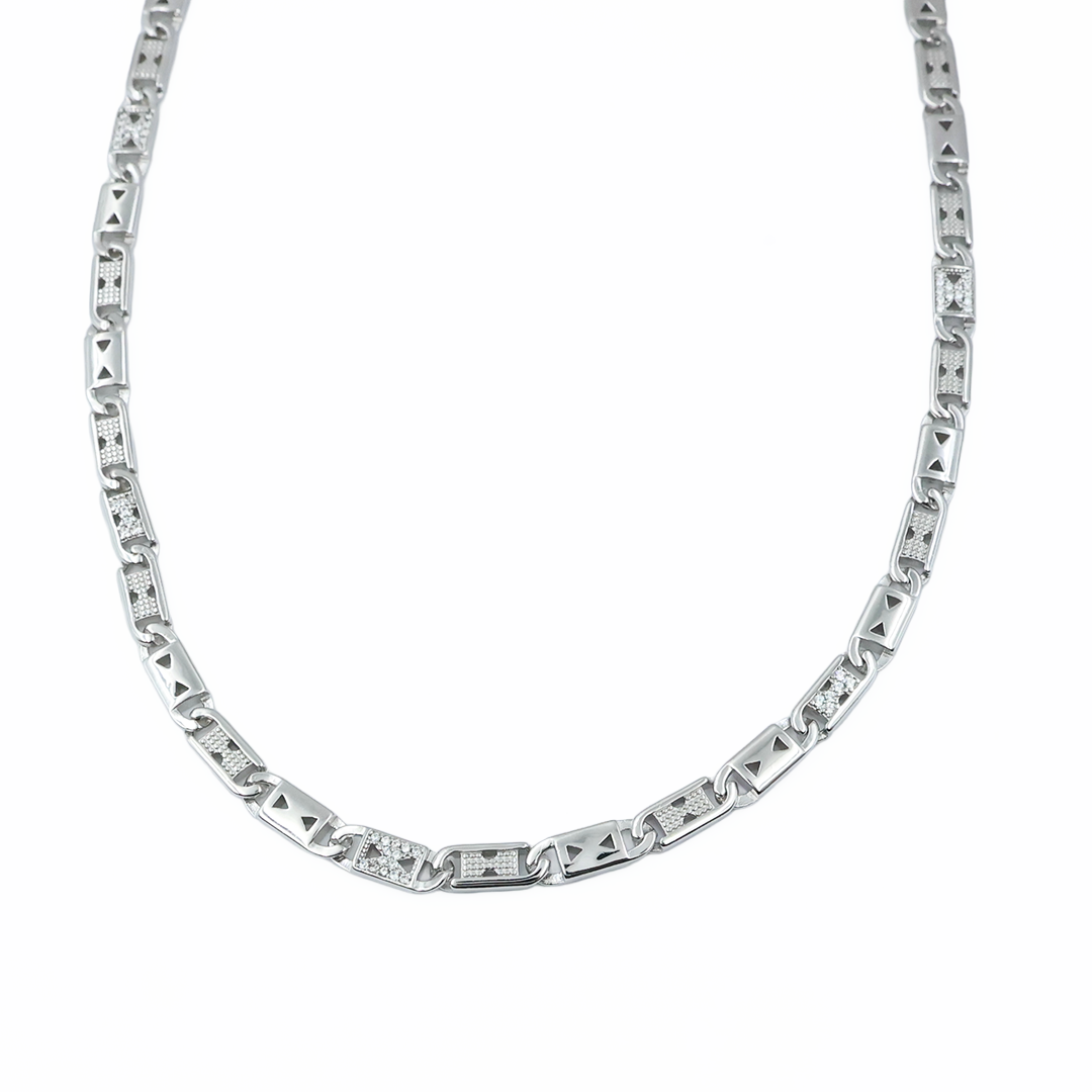 Men’s Sterling Silver Geometric Link Chain