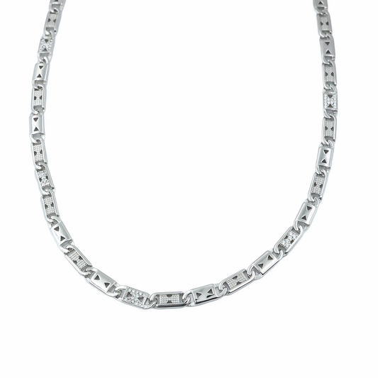 Men’s Sterling Silver Geometric Link Chain