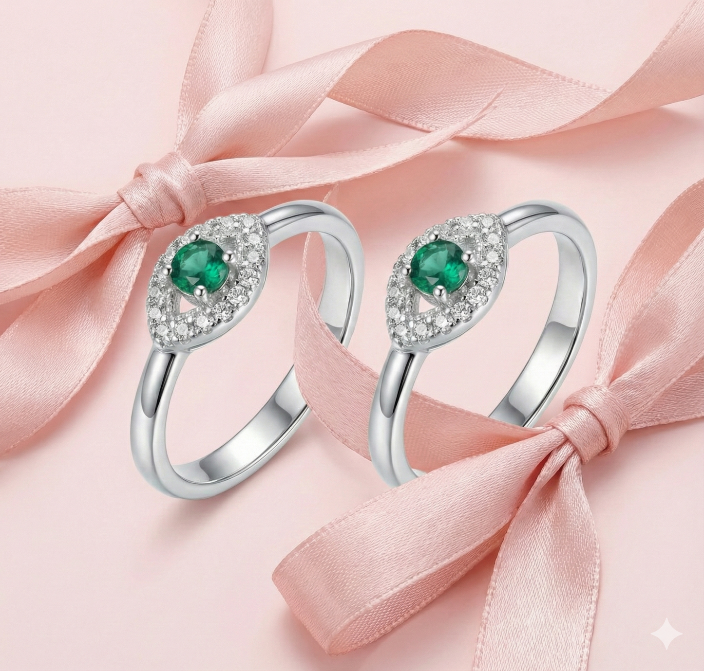 Emerald Halo Silver Toe Rings