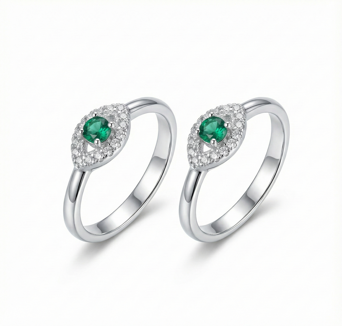 Emerald Halo Silver Toe Rings