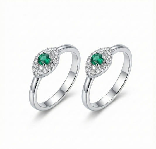 Emerald Halo Silver Toe Rings
