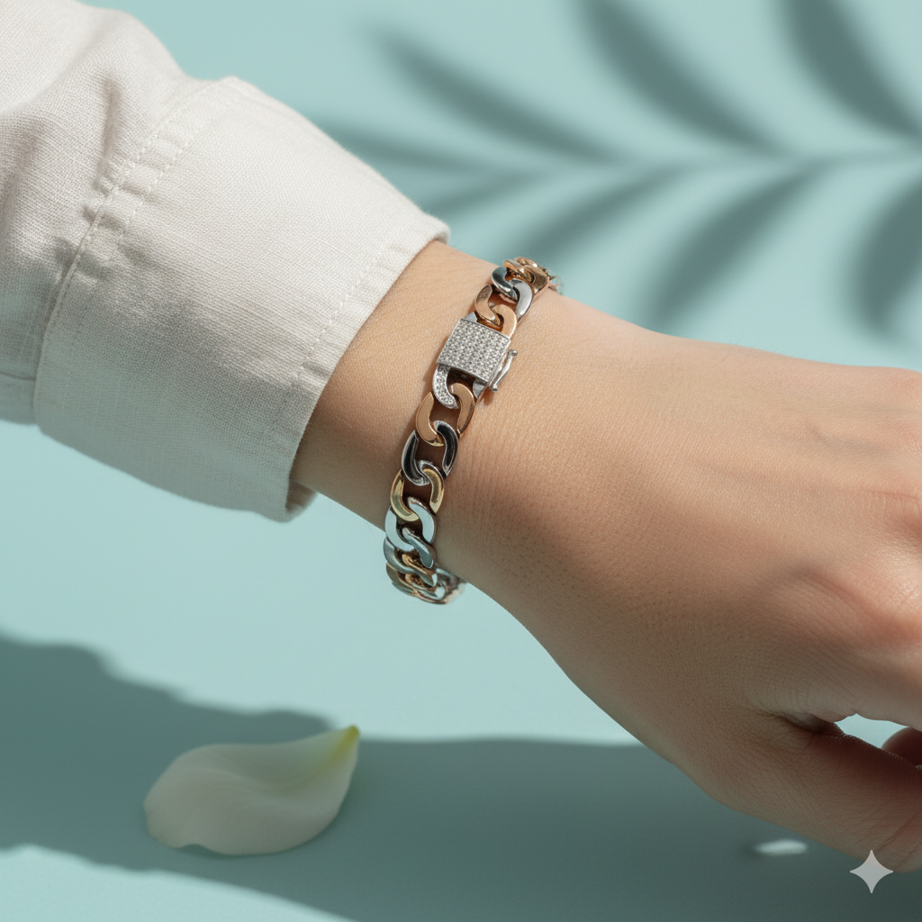 Vortex Dual-Tone Silver Bracelet