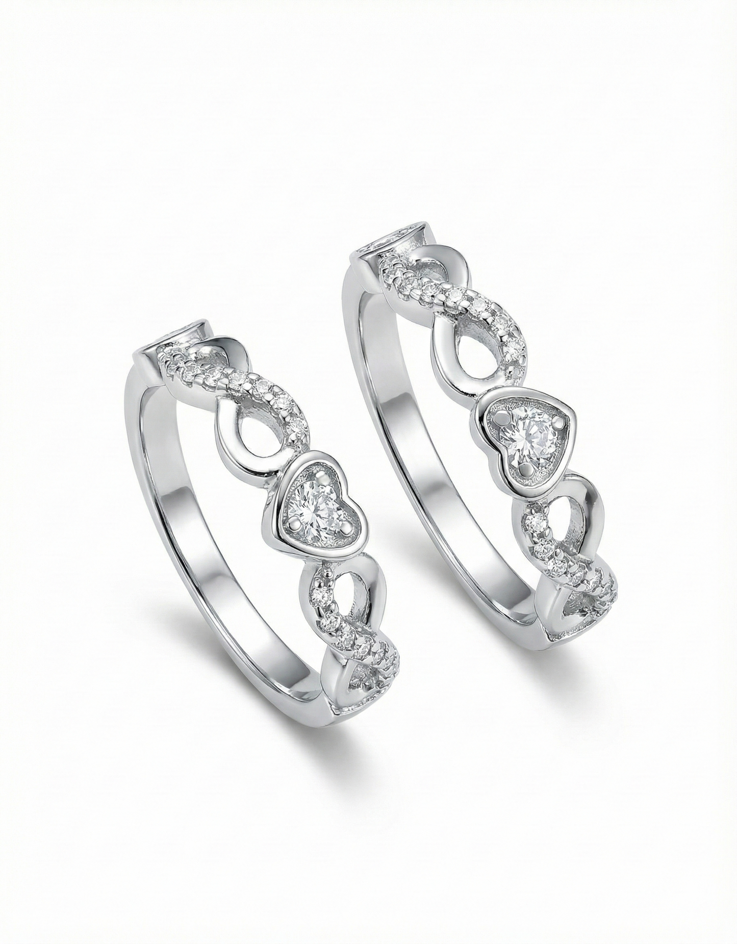 Heart Link Sparkle Ring