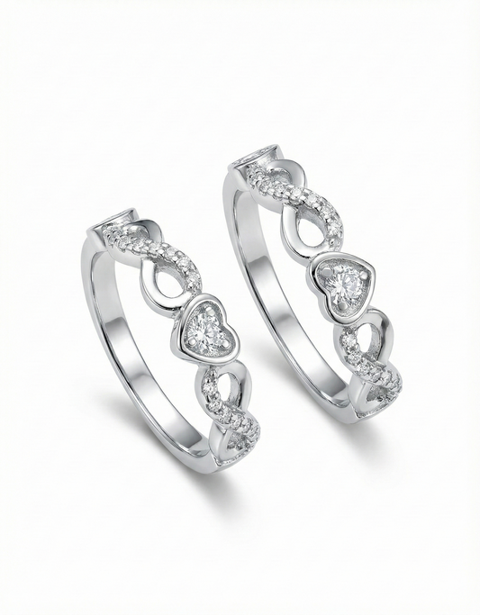 Heart Link Sparkle Ring