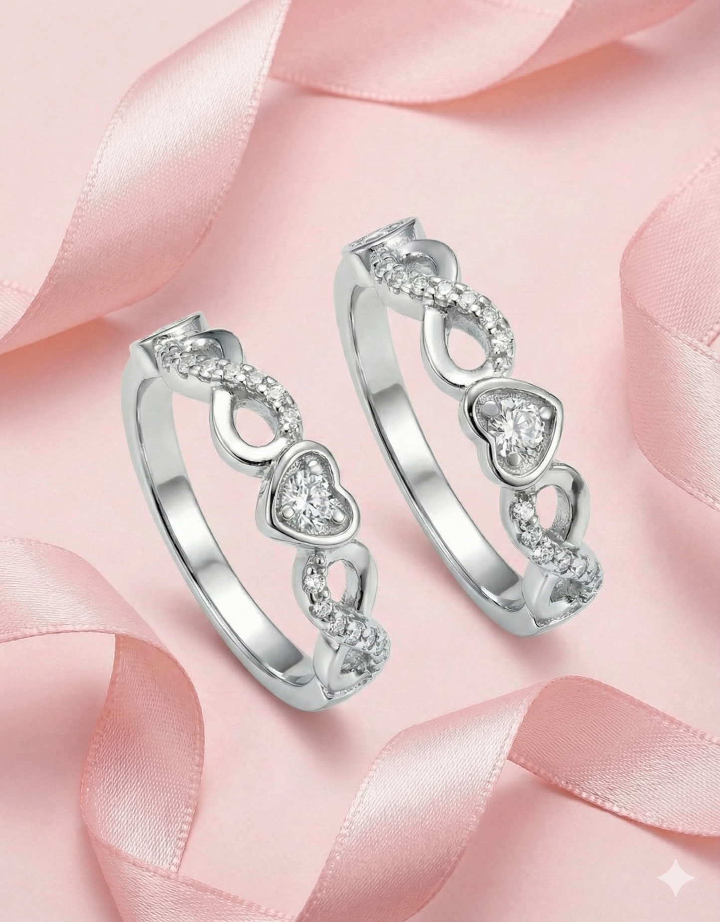 Heart Link Sparkle Ring