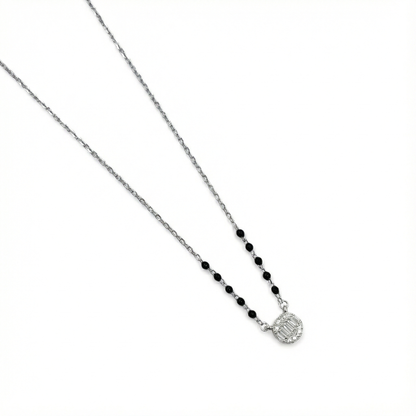 Oval Linear Spark Silver Mangalsutra