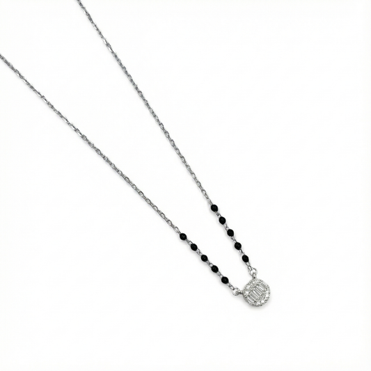Oval Linear Spark Silver Mangalsutra