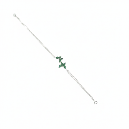 Emerald Leaf Whisper Sterling Silver Bracelet