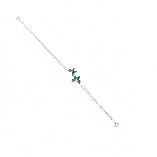 Emerald Leaf Whisper Sterling Silver Bracelet