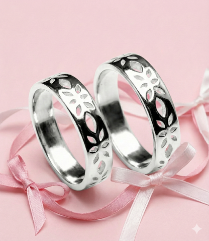 Flora Cutwork 925 Silver Adjustable Toe Rings