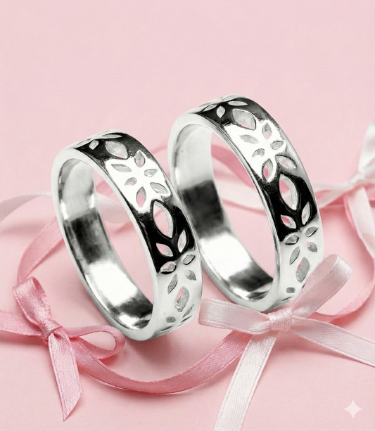 Flora Cutwork 925 Silver Adjustable Toe Rings