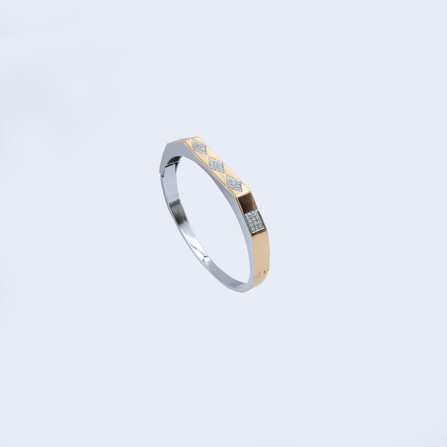 Diamond Motif Sterling Silver Men’s Kada