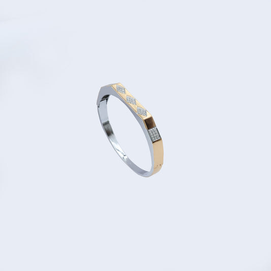 Diamond Motif Sterling Silver Men’s Kada