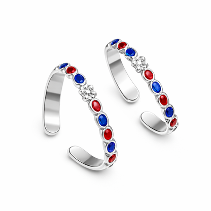 Ruby Sapphire Bloom Open Toe Ring