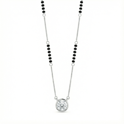 Bezel Solitaire Silver Mangalsutra Pendant