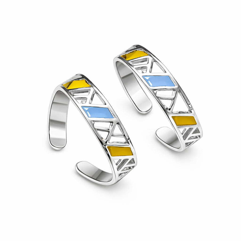 Modern Enamel Geometry Toe Ring