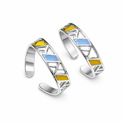 Modern Enamel Geometry Toe Ring