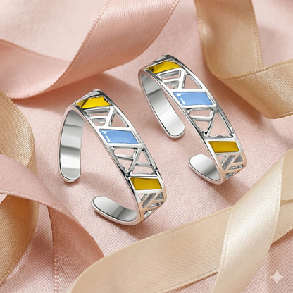 Modern Enamel Geometry Toe Ring
