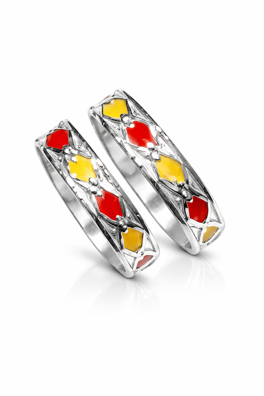 Traditional Enamel Diamond Toe Ring