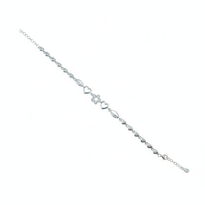 Silver Heart Bloom Bracelet