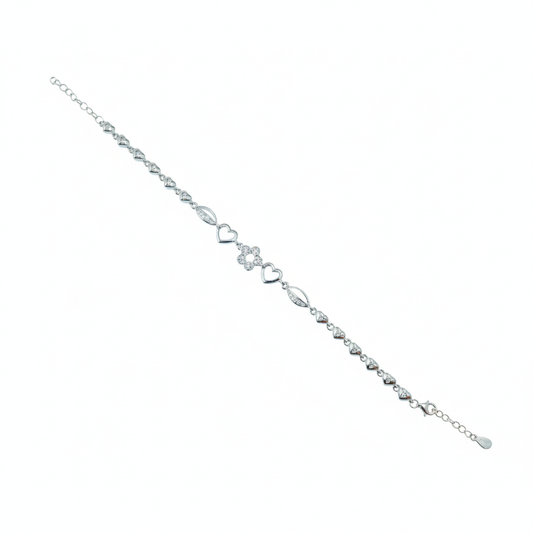 Silver Heart Bloom Bracelet