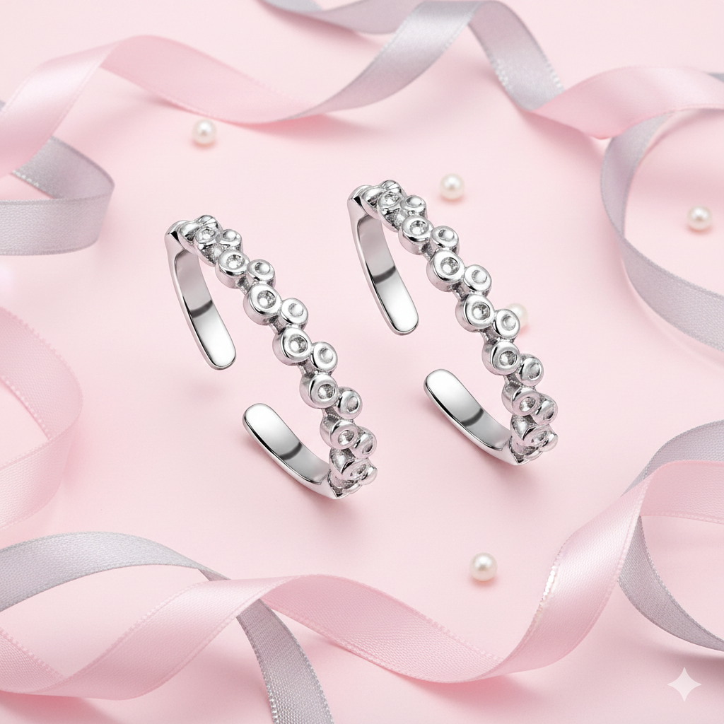 Sterling Silver Bubble Curve Adjustable Toe Ring