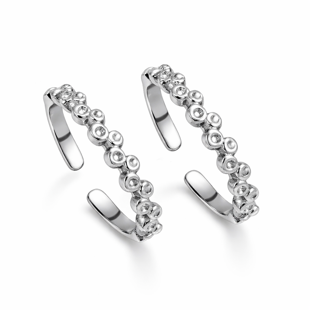 Sterling Silver Bubble Curve Adjustable Toe Ring