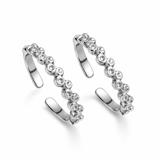 Sterling Silver Bubble Curve Adjustable Toe Ring