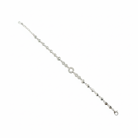 Silver Halo Heart Link Bracelet