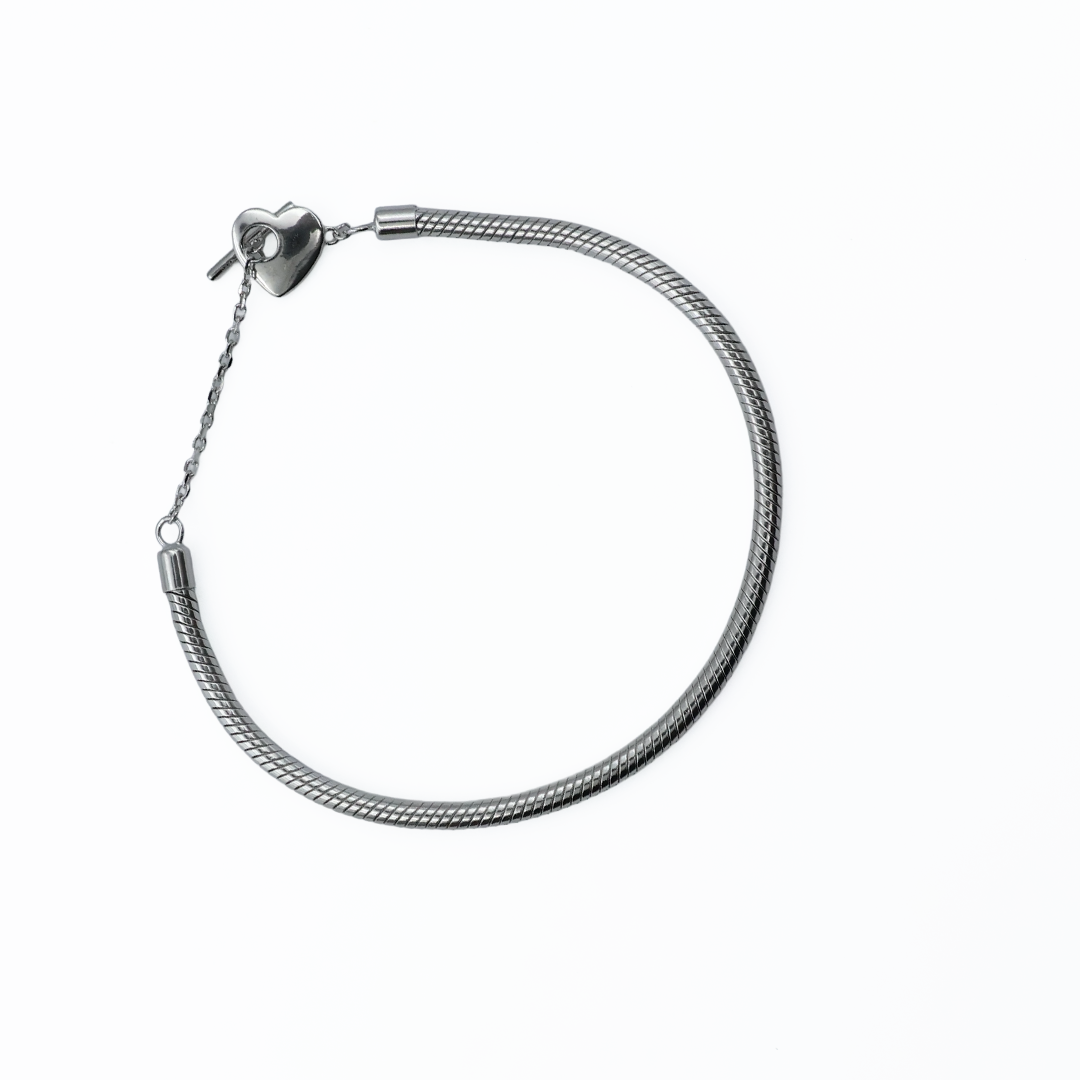 Heart Charm Snake Chain Bracelet