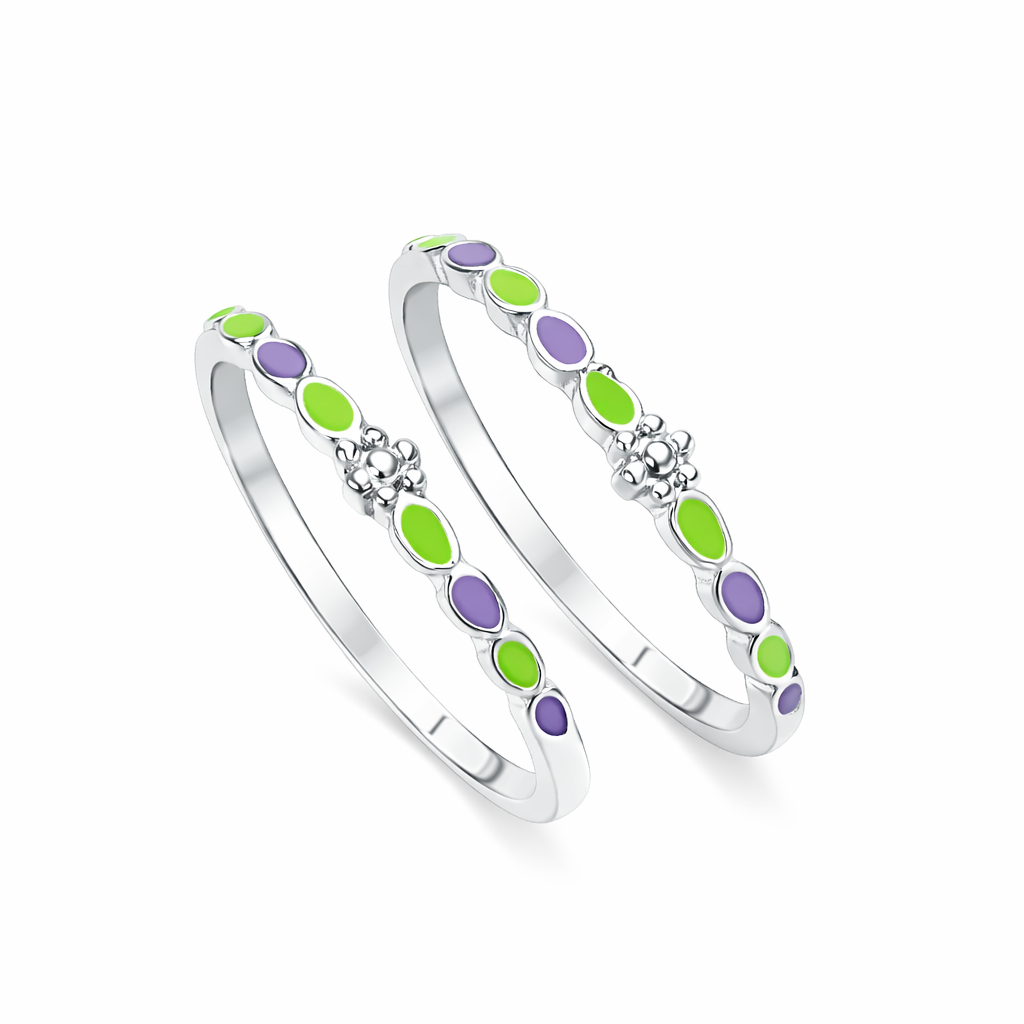 Aura Bloom Silver Toe Rings