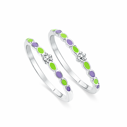 Aura Bloom Silver Toe Rings