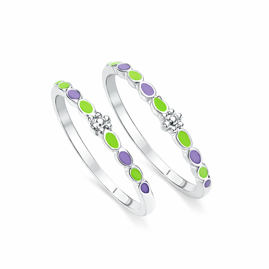 Aura Bloom Silver Toe Rings