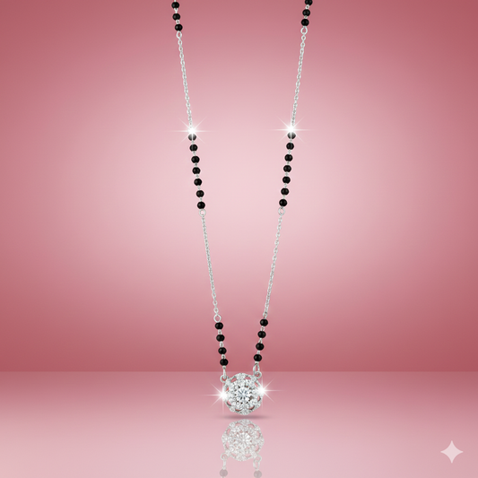 Radiant Cluster Silver Mangalsutra Pendant