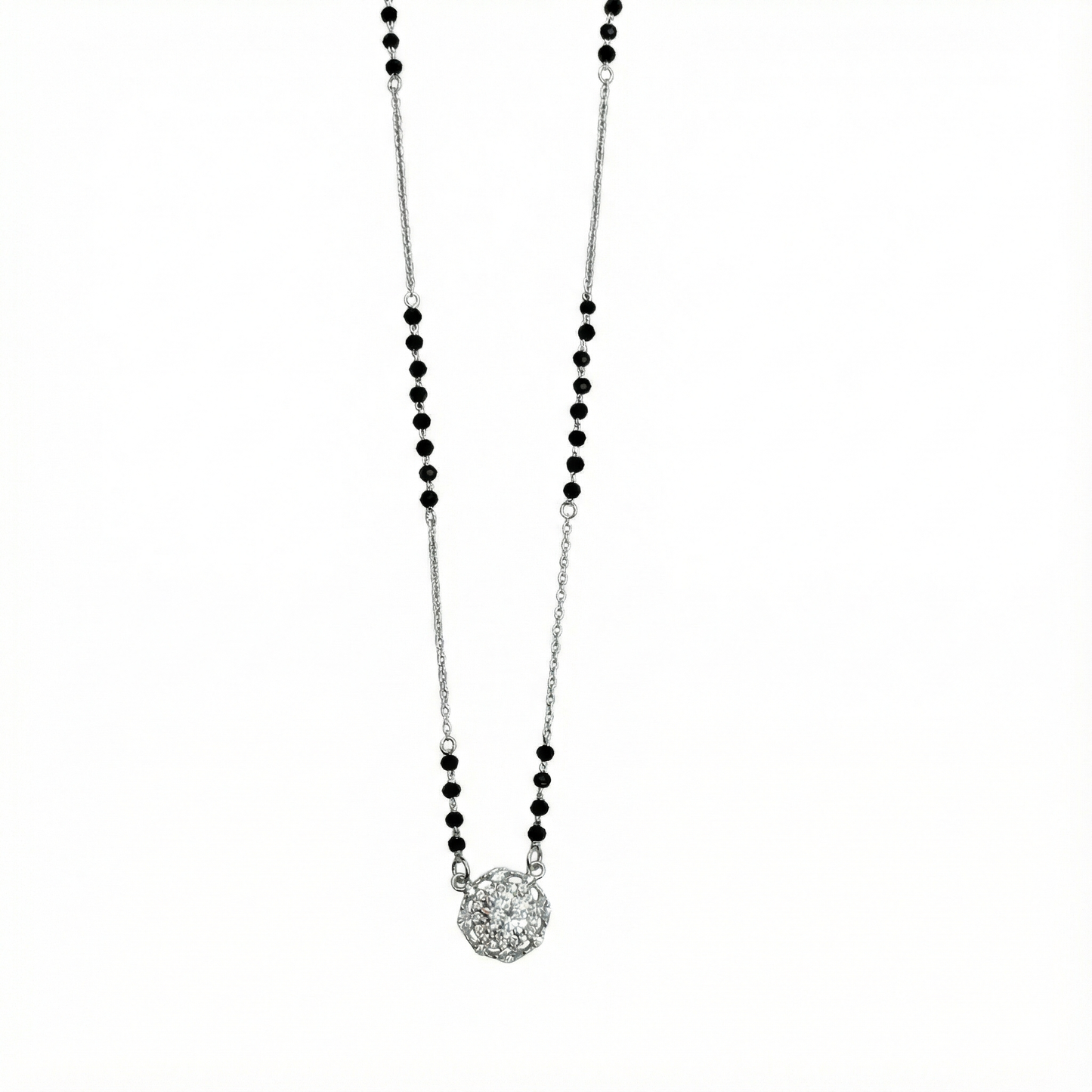 Radiant Cluster Silver Mangalsutra Pendant