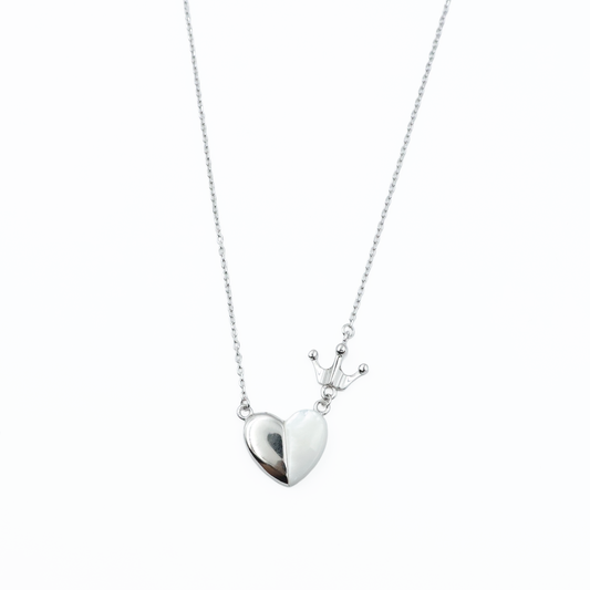 Crowned Heart Sterling Silver Chain Pendant