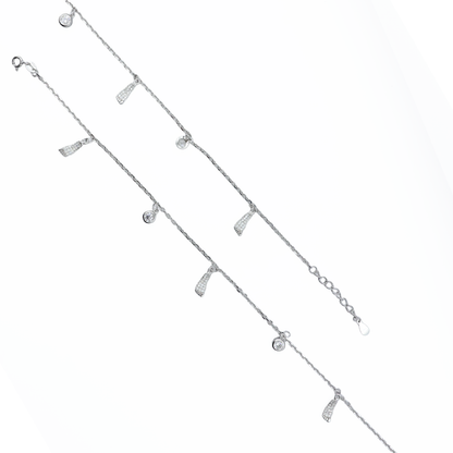 Drop Dangle Sterling Silver Anklet
