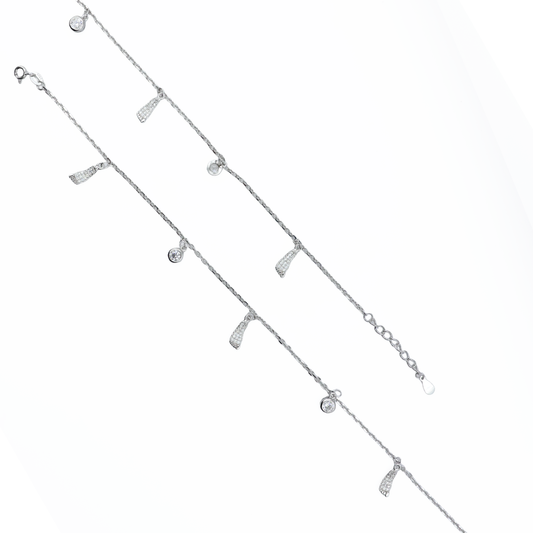Drop Dangle Sterling Silver Anklet